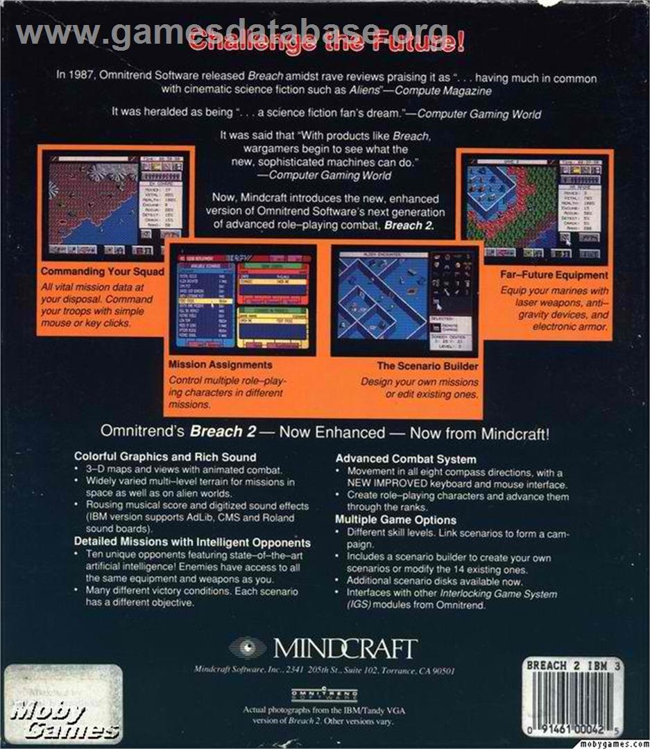 Breach 2 - Microsoft DOS - Artwork - Box Back