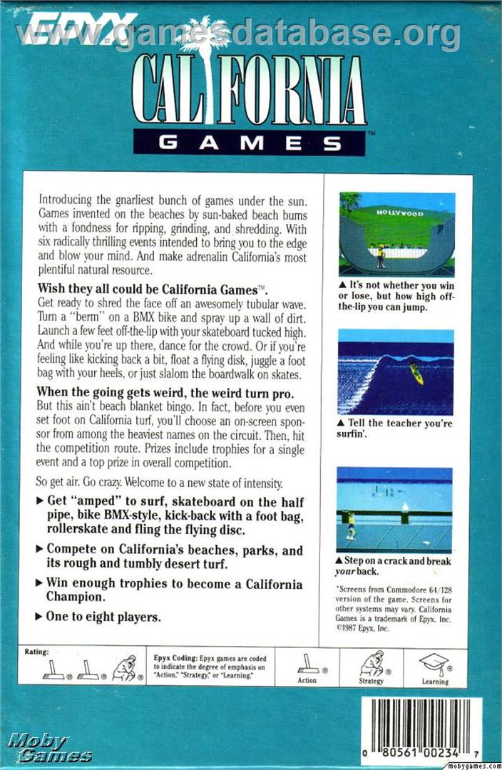 California Games - Microsoft DOS - Artwork - Box Back