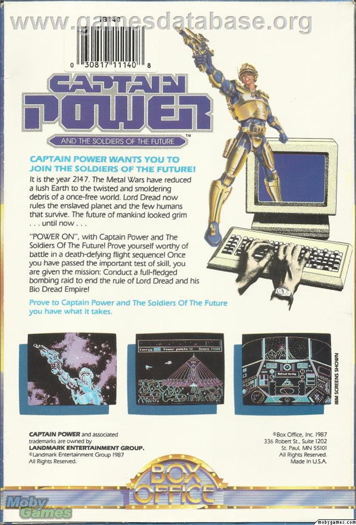 Captain Power and the Soldiers of the Future - Microsoft DOS - Artwork - Box Back