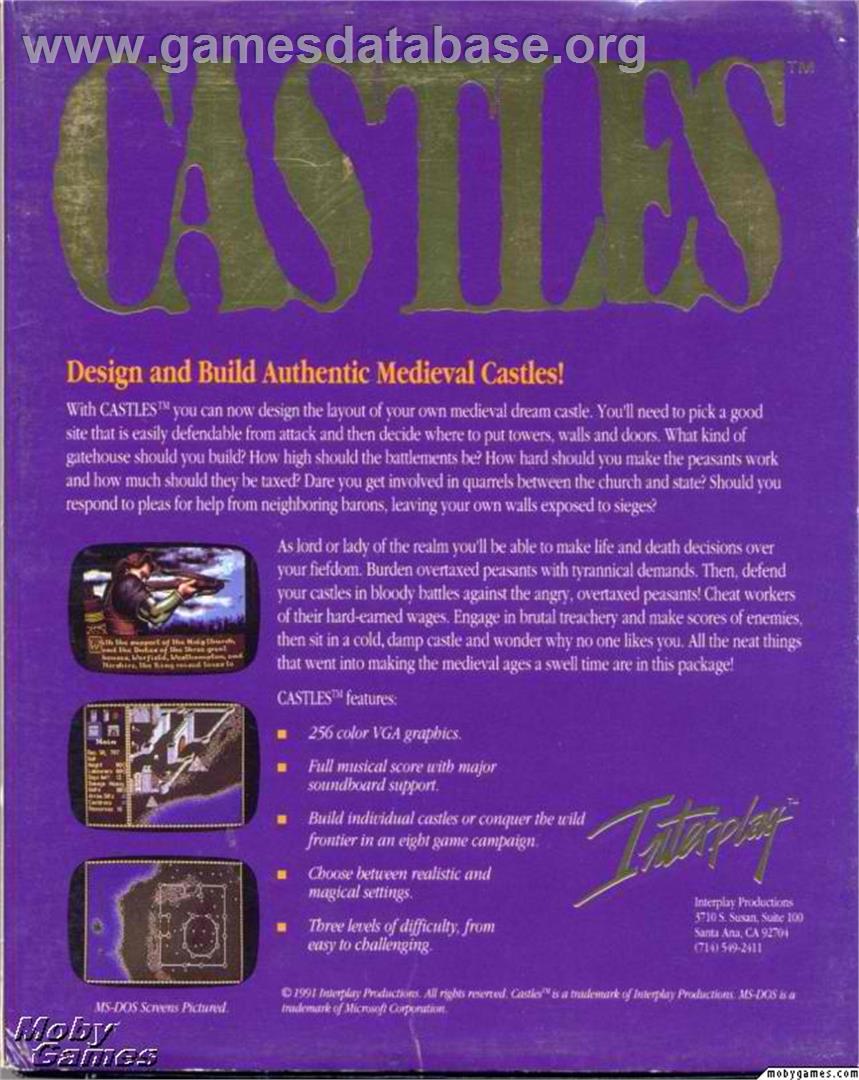 Castles - Microsoft DOS - Artwork - Box Back
