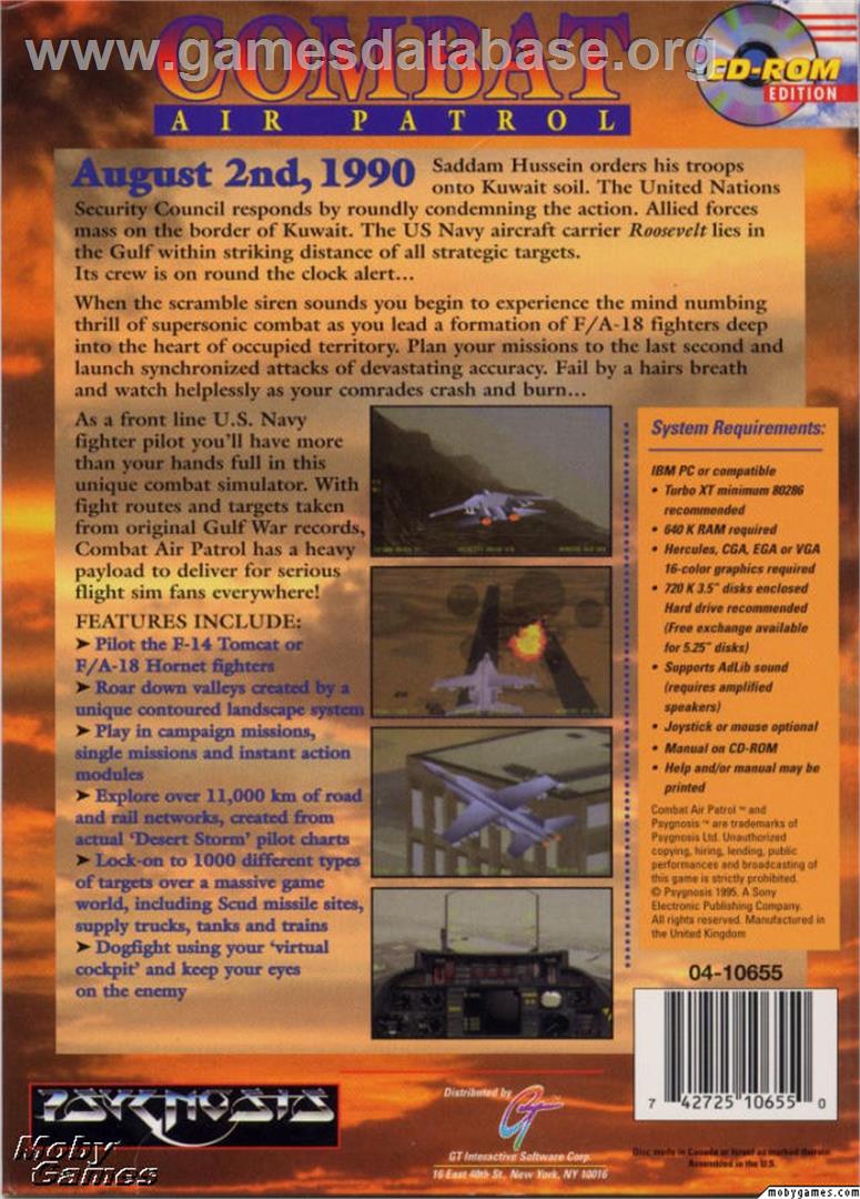Combat Air Patrol - Microsoft DOS - Artwork - Box Back
