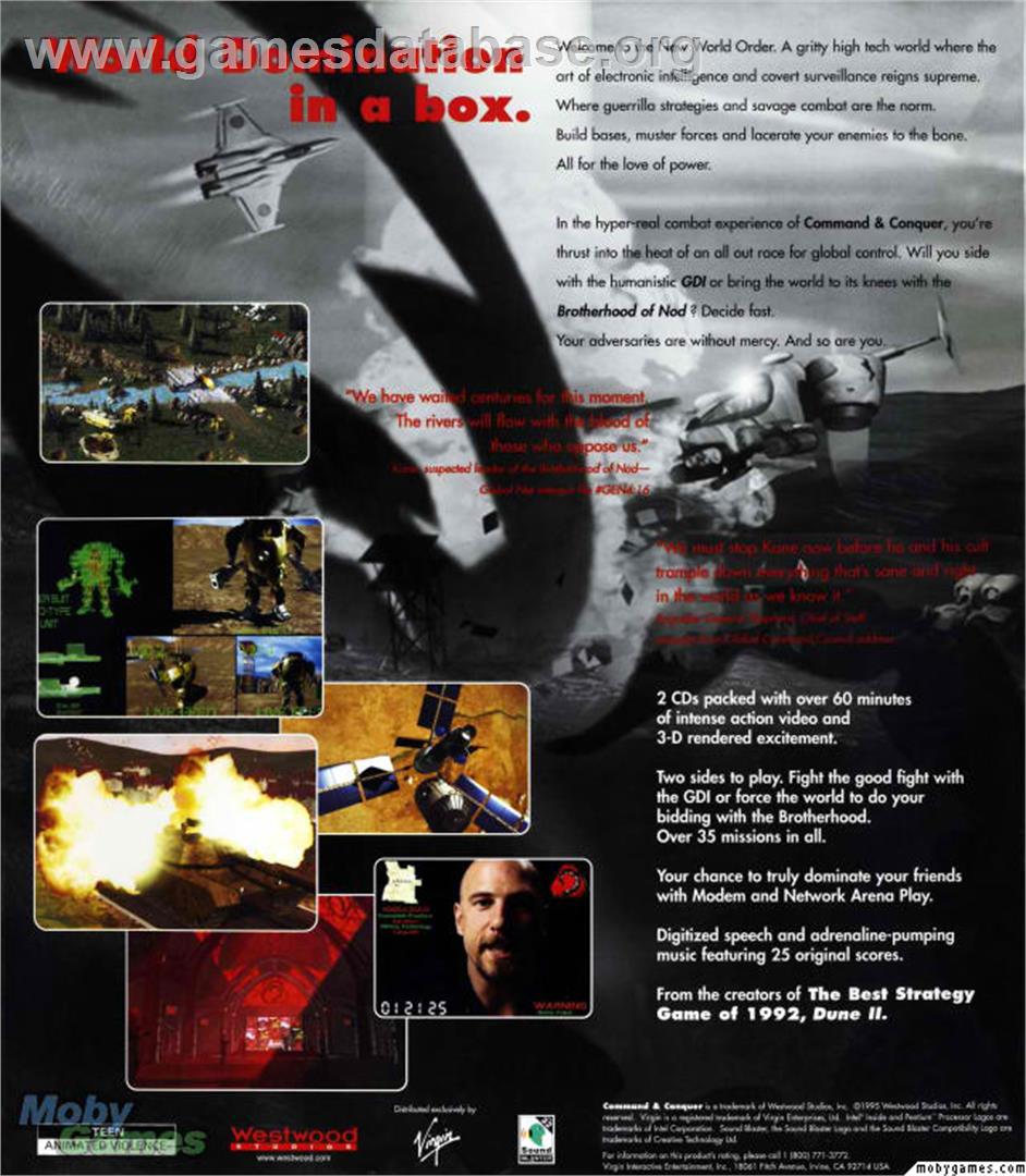 Command & Conquer - Microsoft DOS - Artwork - Box Back