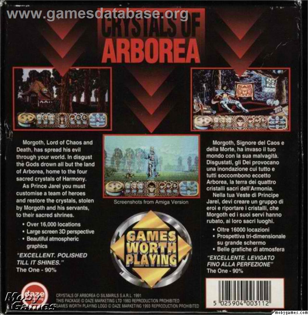 Crystals of Arborea - Microsoft DOS - Artwork - Box Back