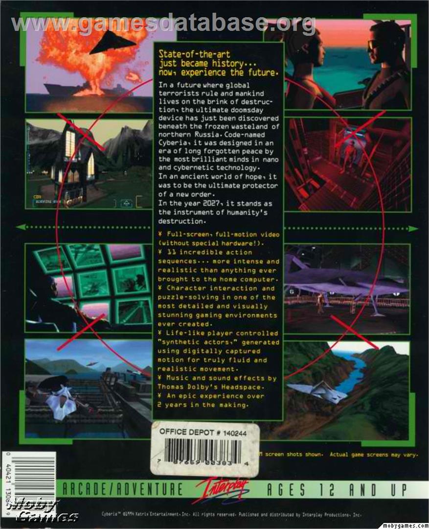 Cyberia - Microsoft DOS - Artwork - Box Back