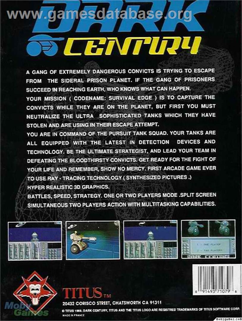Dark Century - Microsoft DOS - Artwork - Box Back
