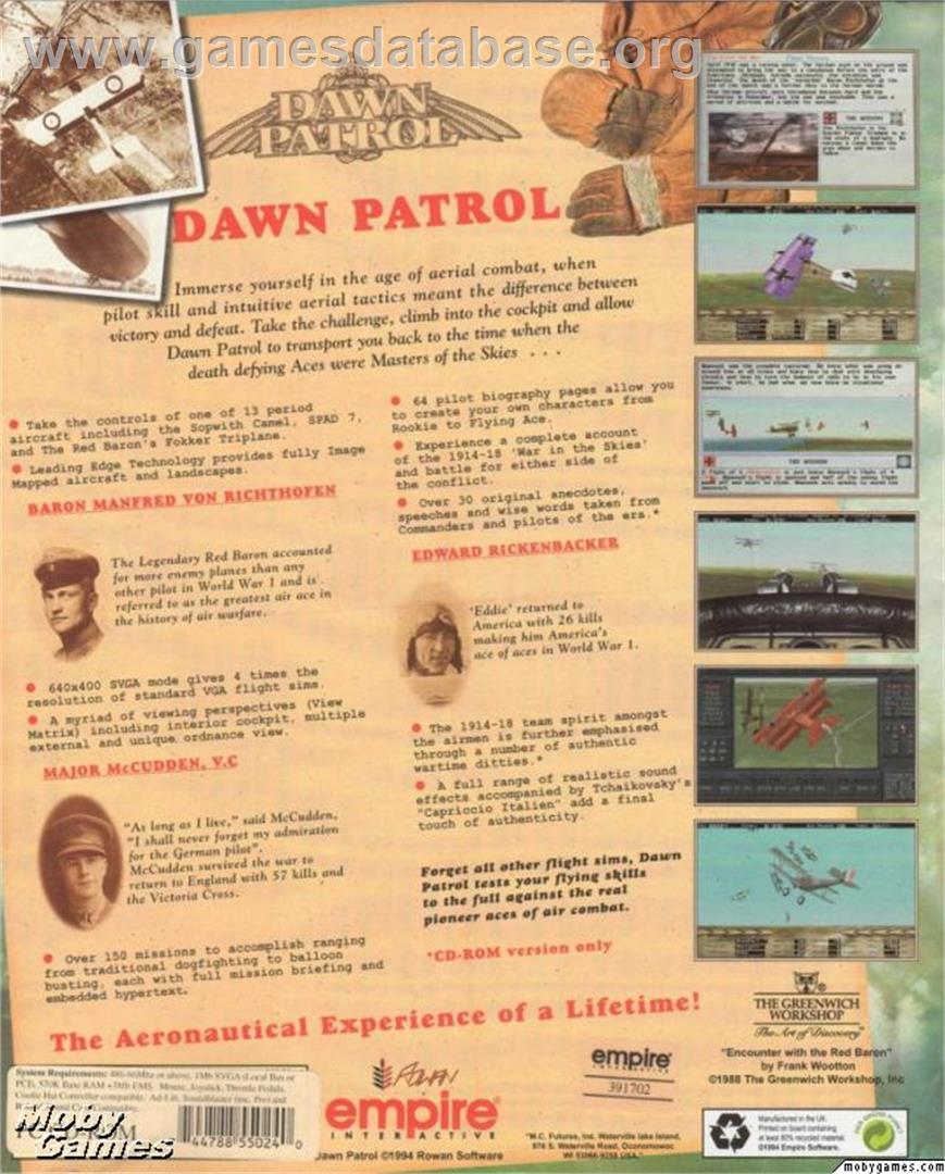 Dawn Patrol - Microsoft DOS - Artwork - Box Back