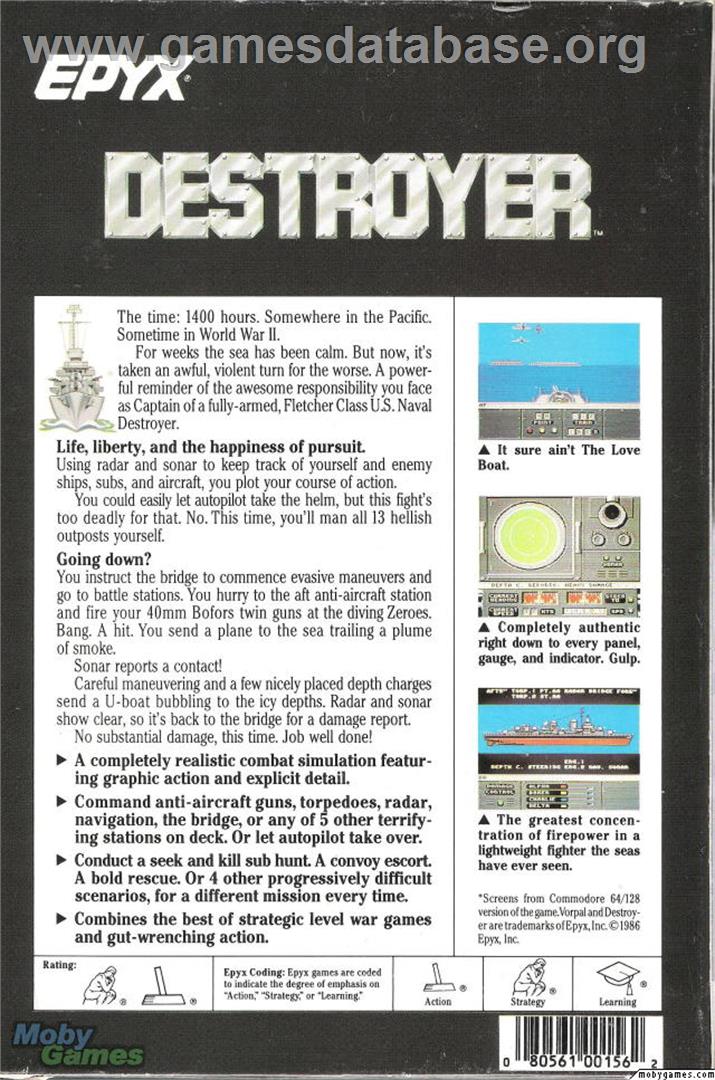 Destroyer - Microsoft DOS - Artwork - Box Back