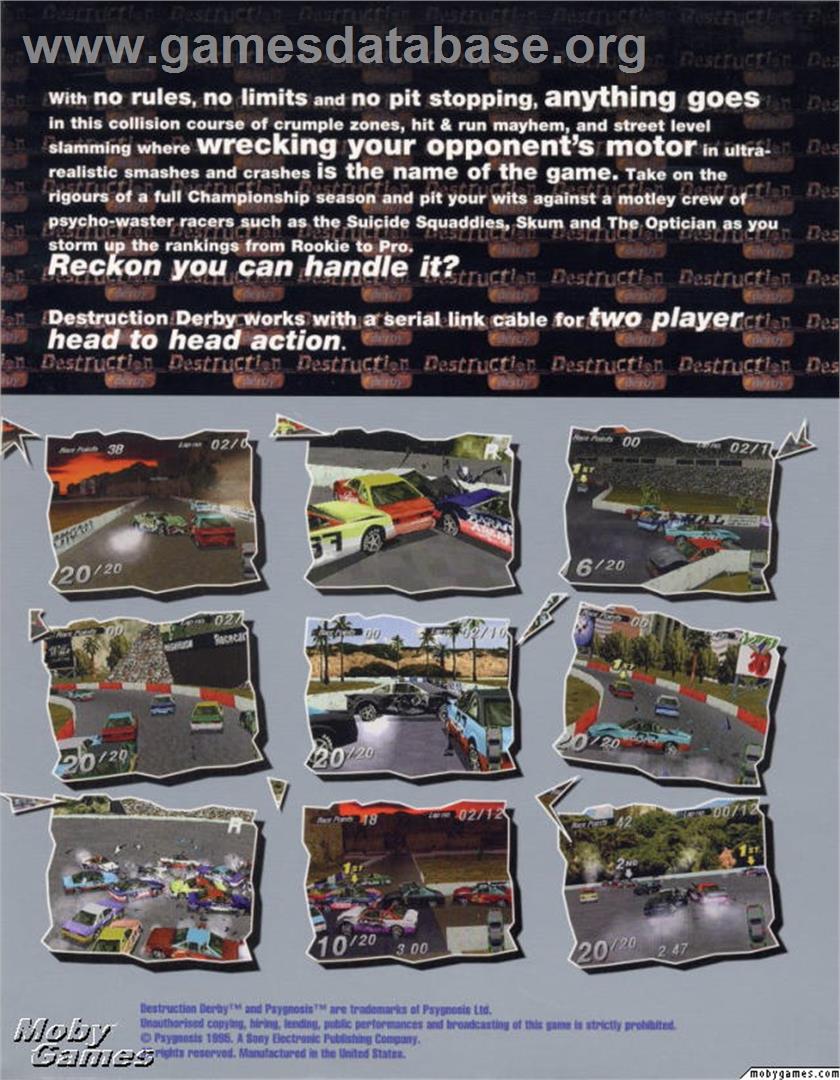 Destruction Derby - Microsoft DOS - Artwork - Box Back