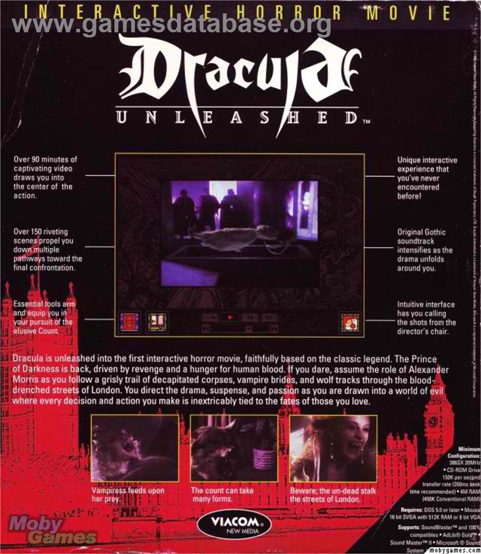 Dracula Unleashed - Microsoft DOS - Artwork - Box Back