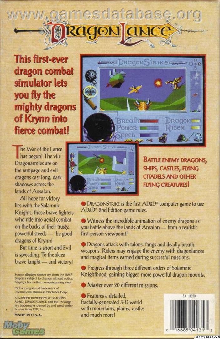 DragonStrike - Microsoft DOS - Artwork - Box Back