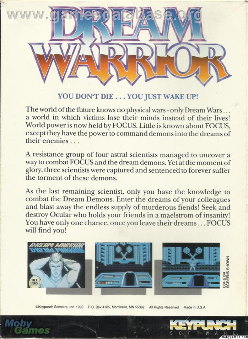 Dream Warrior - Microsoft DOS - Artwork - Box Back