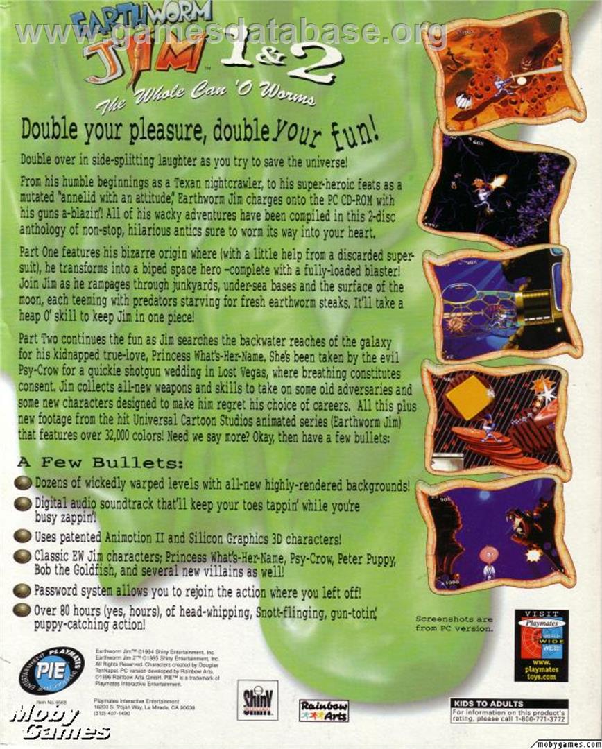 Earthworm Jim 2 - Microsoft DOS - Artwork - Box Back