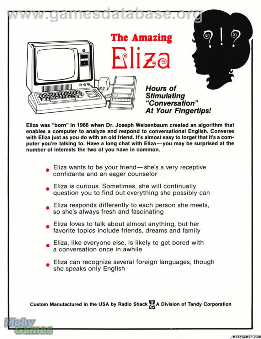 Eliza - Microsoft DOS - Artwork - Box Back