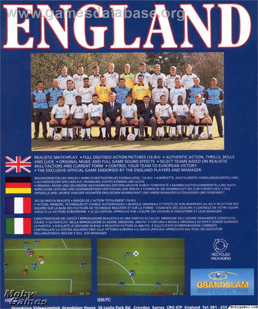 England Championship Special - Microsoft DOS - Artwork - Box Back