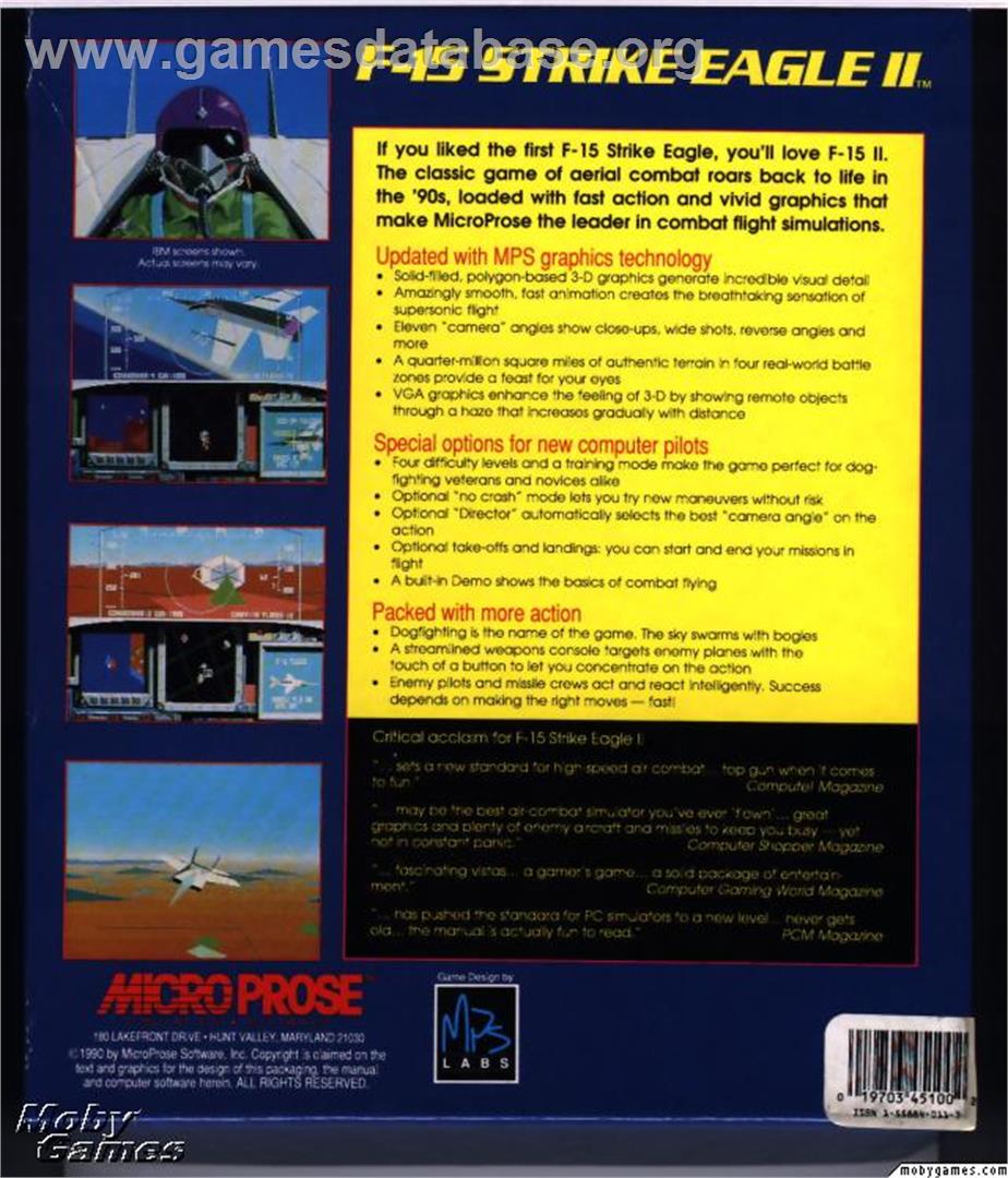 F-15 Strike Eagle II - Microsoft DOS - Artwork - Box Back