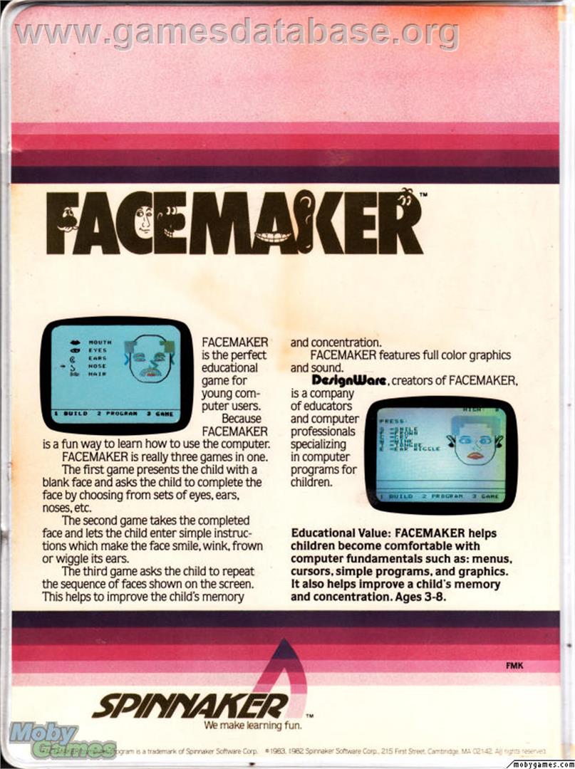 FaceMaker - Microsoft DOS - Artwork - Box Back