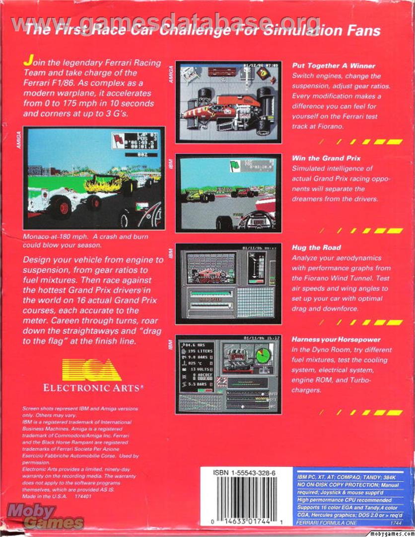 Ferrari Formula One - Microsoft DOS - Artwork - Box Back