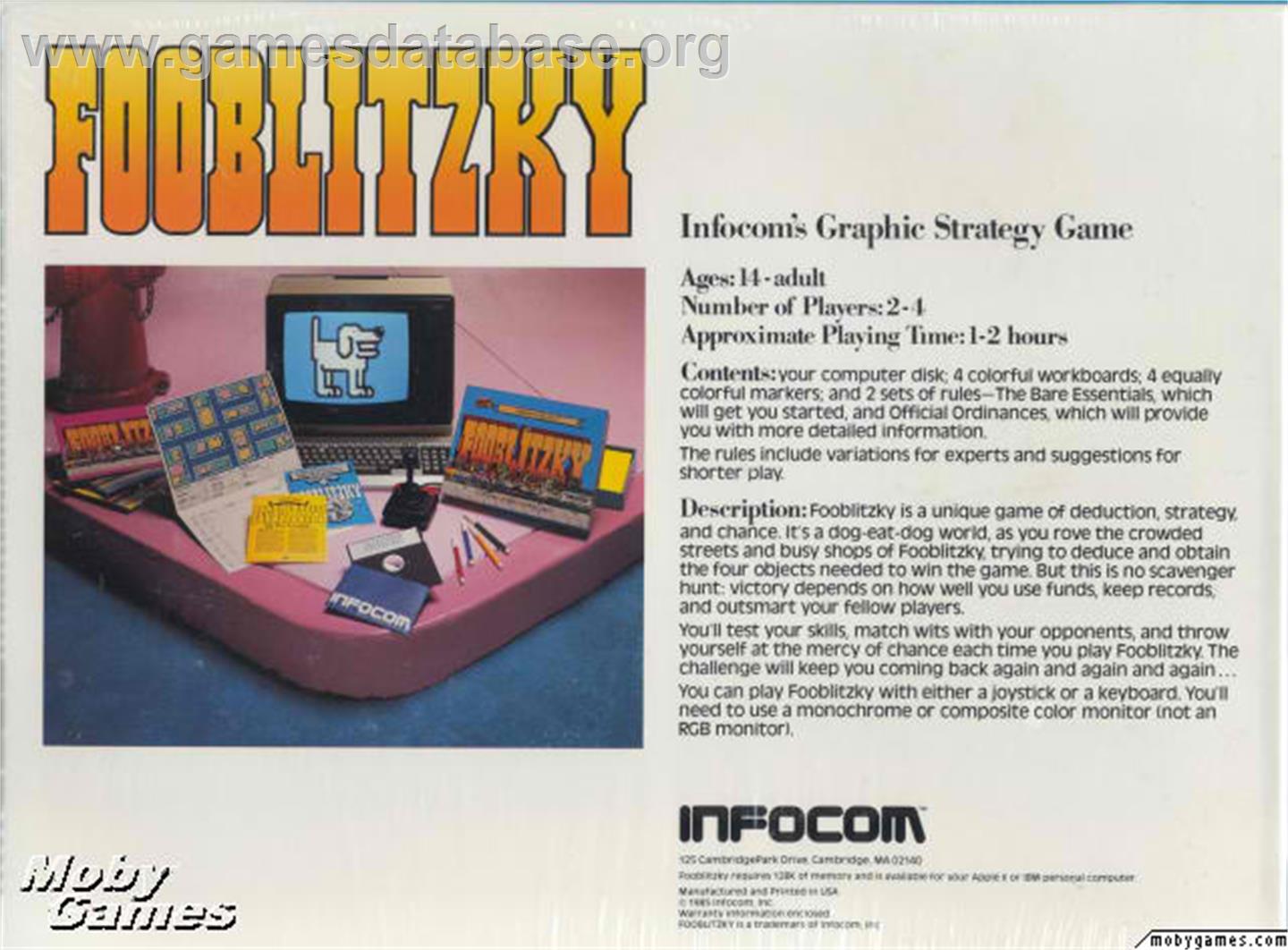 Fooblitzky - Microsoft DOS - Artwork - Box Back