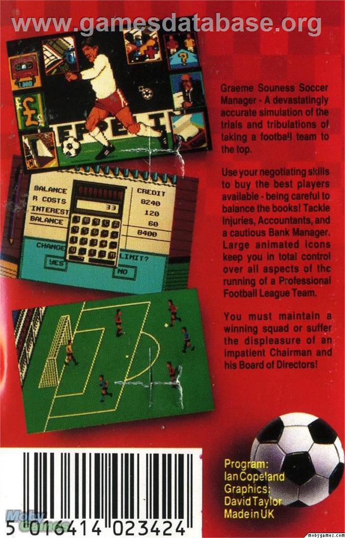 Graeme Souness Soccer Manager - Microsoft DOS - Artwork - Box Back