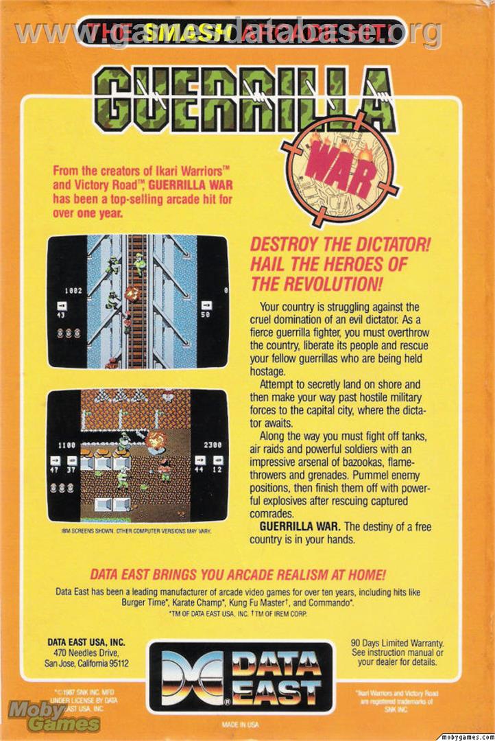 Guerrilla War - Microsoft DOS - Artwork - Box Back