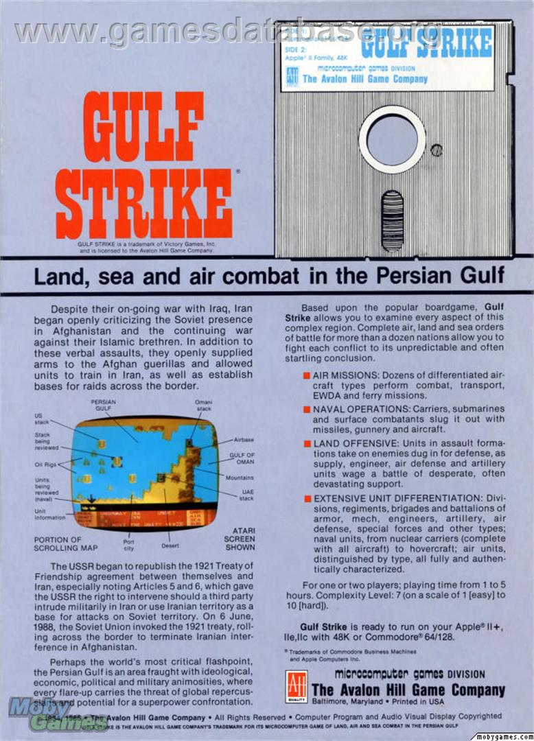 Gulf Strike - Microsoft DOS - Artwork - Box Back
