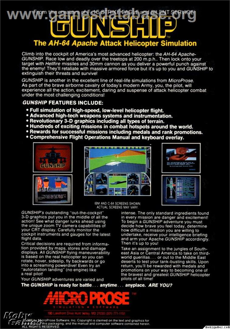 Gunship - Microsoft DOS - Artwork - Box Back