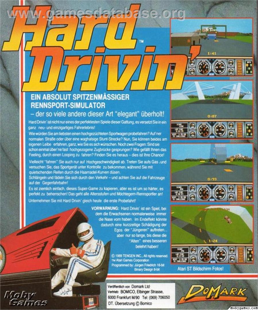 Hard Drivin' - Microsoft DOS - Artwork - Box Back