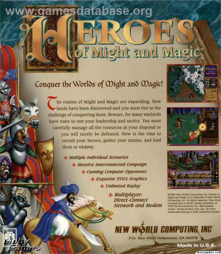 Heroes of Might and Magic - Microsoft DOS - Artwork - Box Back