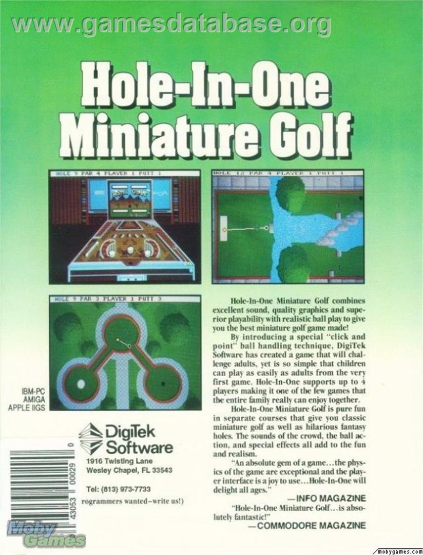 Hole-In-One Miniature Golf - Microsoft DOS - Artwork - Box Back
