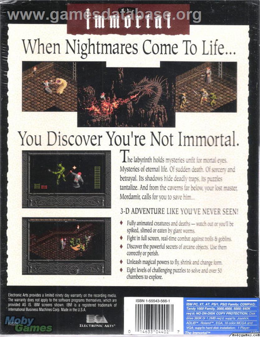 Immortal, The - Microsoft DOS - Artwork - Box Back