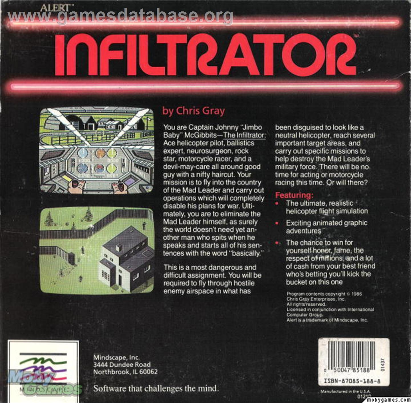 Infiltrator - Microsoft DOS - Artwork - Box Back