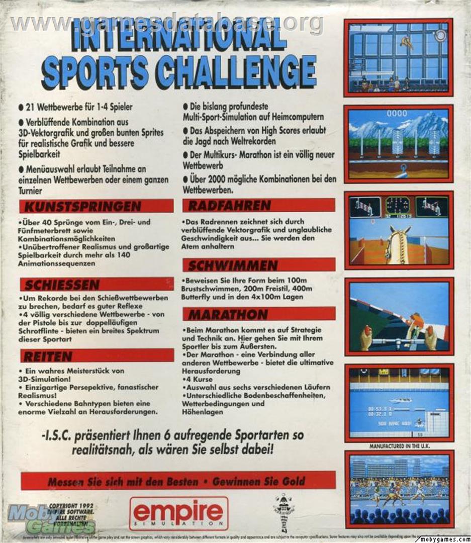 International Sports Challenge - Microsoft DOS - Artwork - Box Back