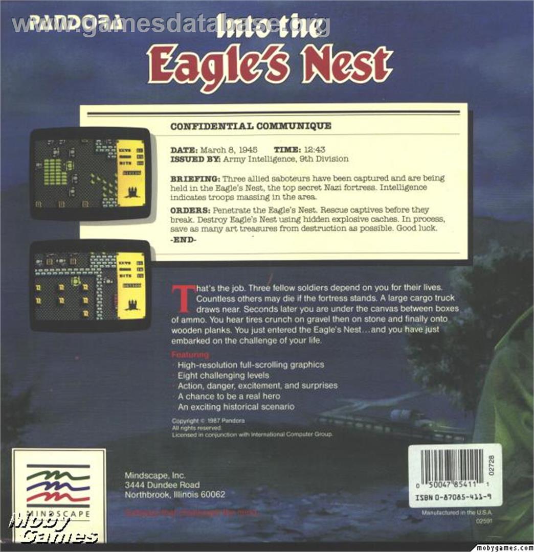 Into the Eagle's Nest - Microsoft DOS - Artwork - Box Back