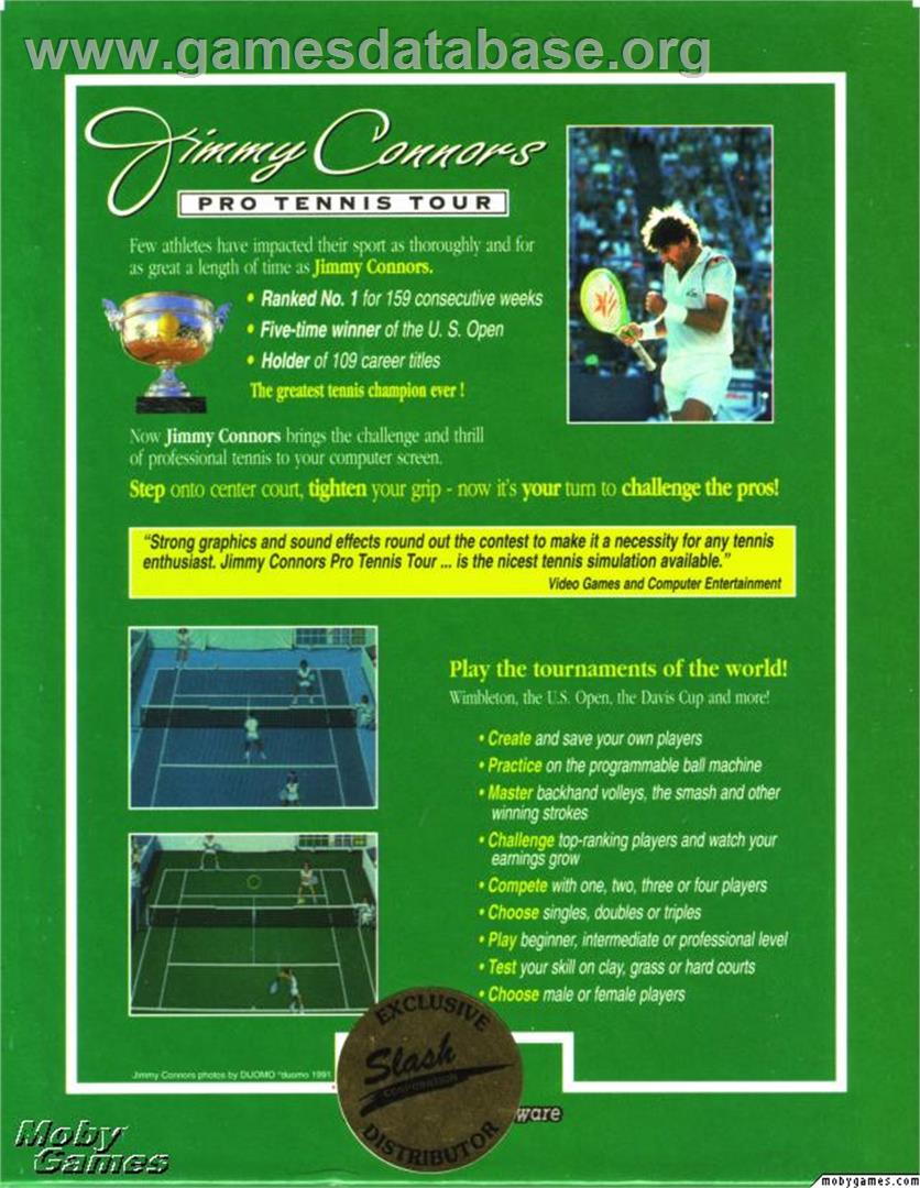 Jimmy Connors Pro Tennis Tour - Microsoft DOS - Artwork - Box Back