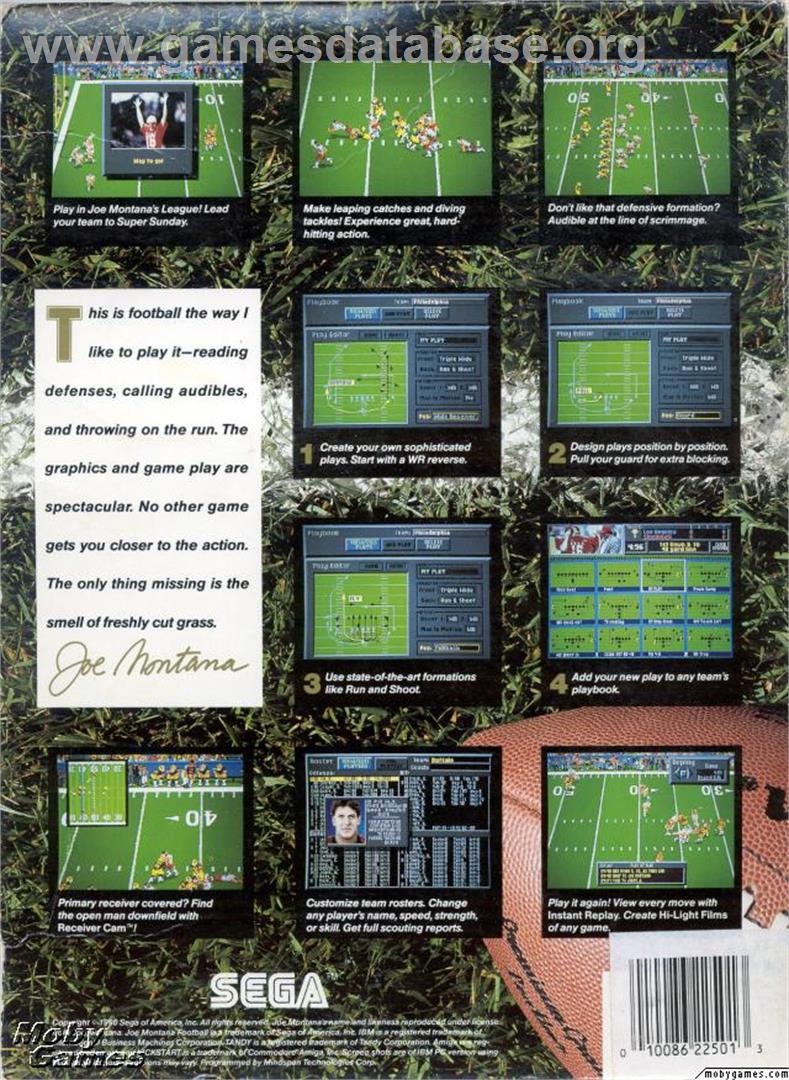 Joe Montana Football - Microsoft DOS - Artwork - Box Back