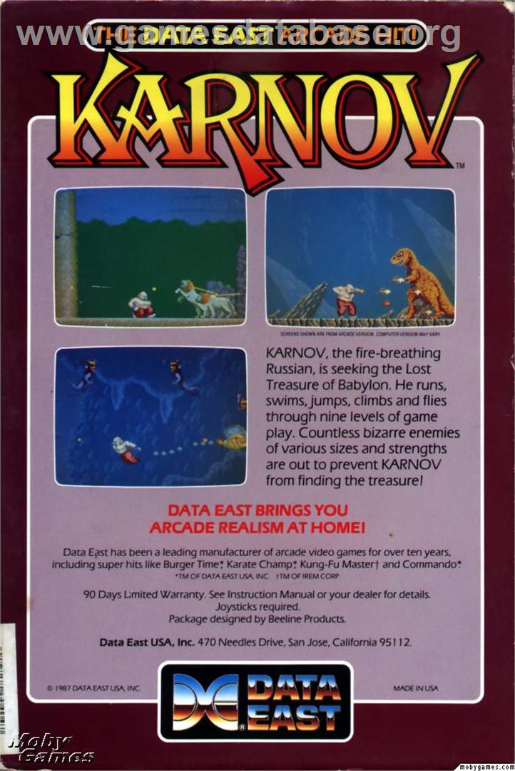 Karnov - Microsoft DOS - Artwork - Box Back