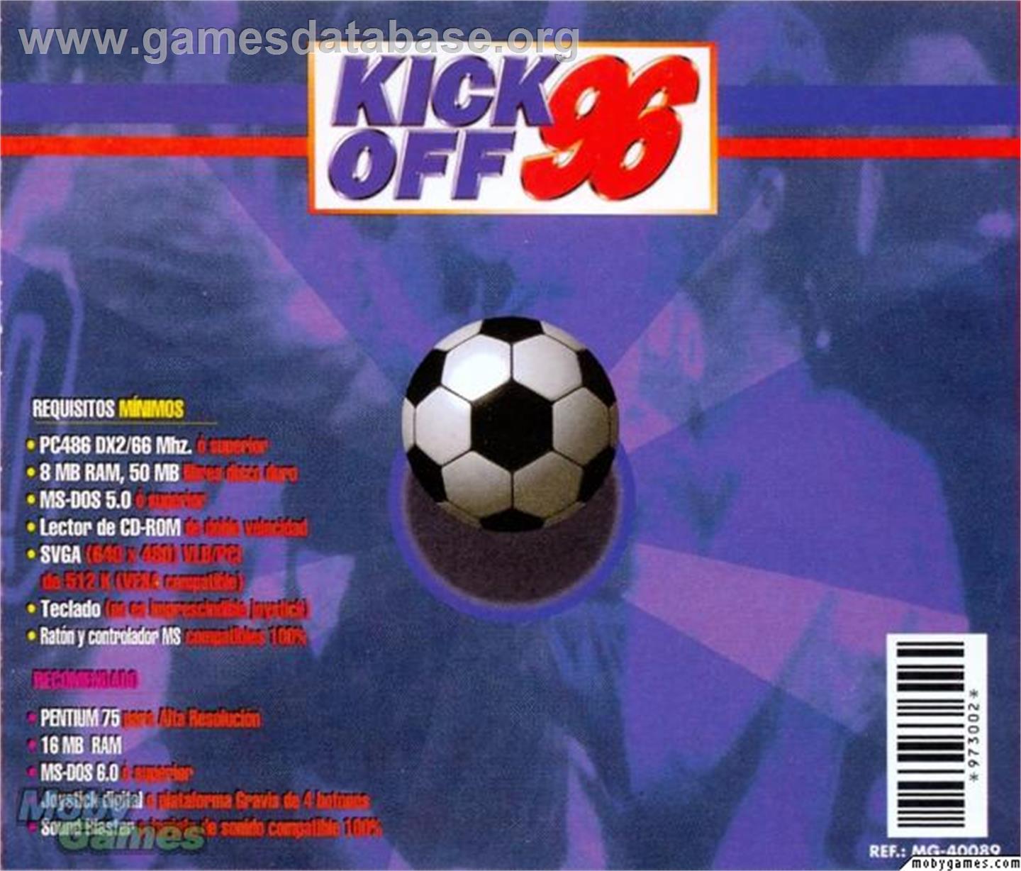 Kick Off 96 - Microsoft DOS - Artwork - Box Back