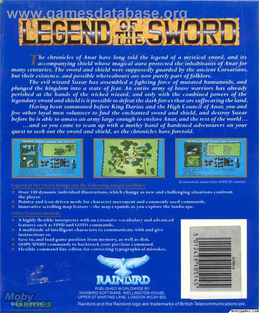 Legend of the Sword - Microsoft DOS - Artwork - Box Back