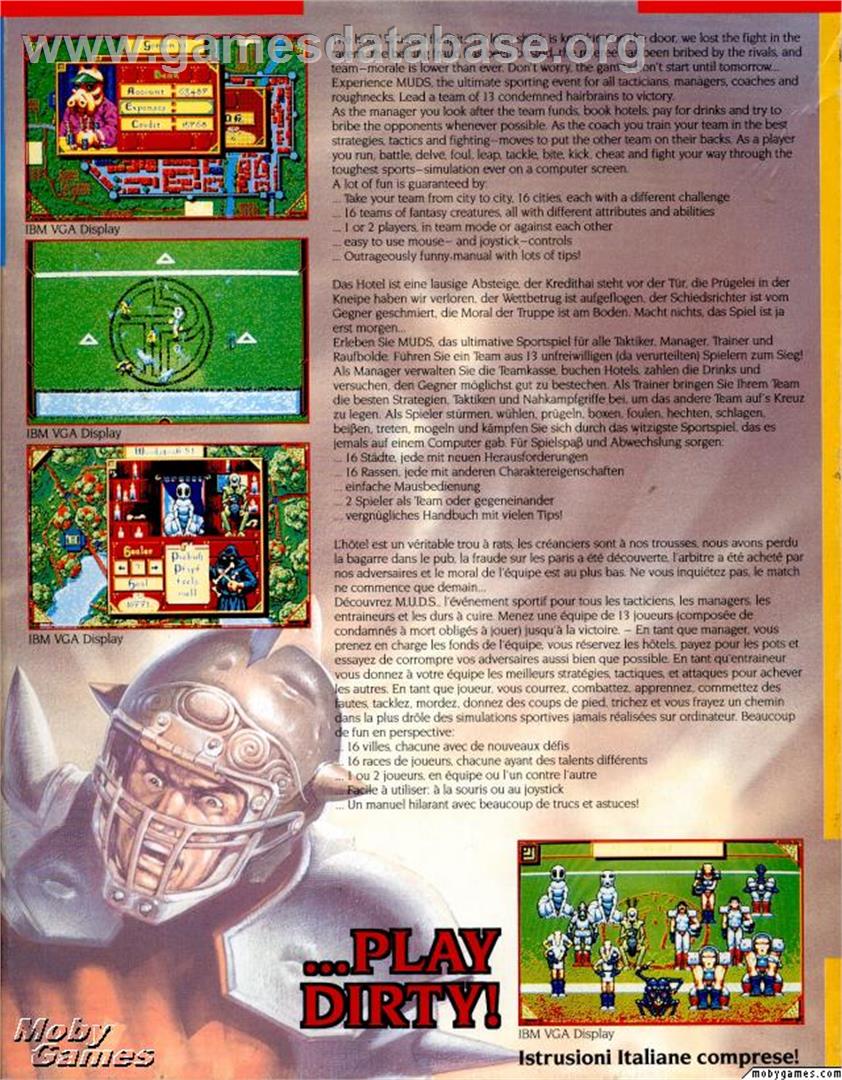 M.U.D.S. - Mean Ugly Dirty Sport - Microsoft DOS - Artwork - Box Back