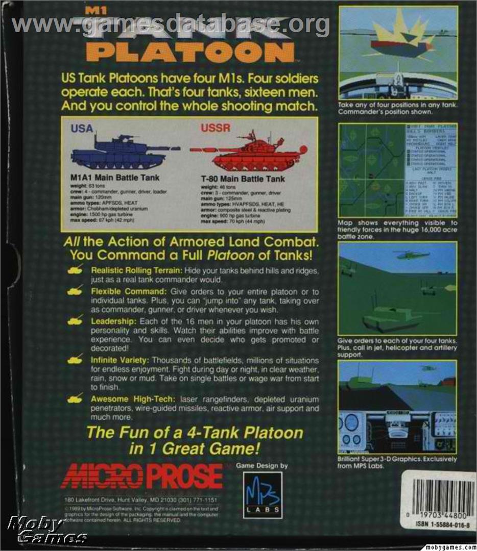 M1 Tank Platoon - Microsoft DOS - Artwork - Box Back