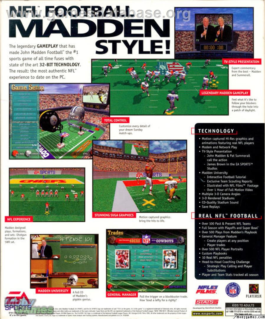 Madden NFL 97 - Microsoft DOS - Artwork - Box Back