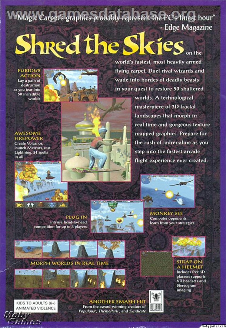 Magic Carpet - Microsoft DOS - Artwork - Box Back