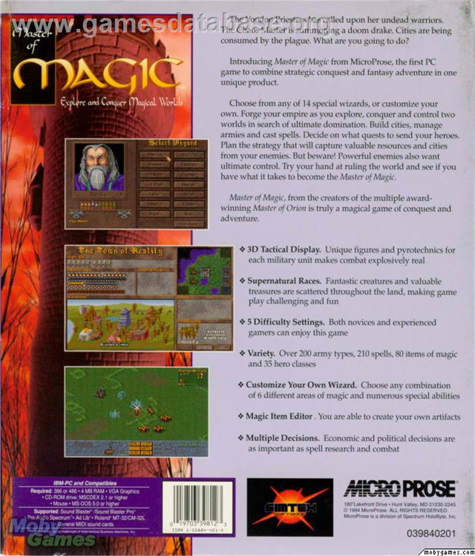 Master of Magic - Microsoft DOS - Artwork - Box Back