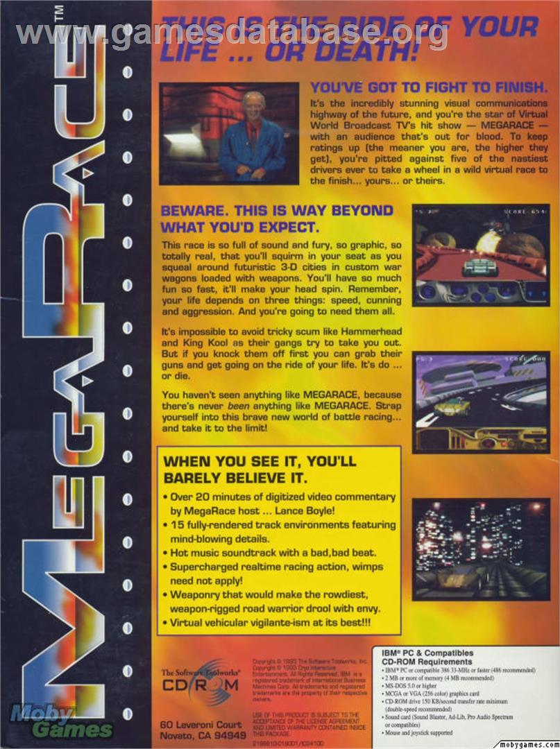 MegaRace - Microsoft DOS - Artwork - Box Back