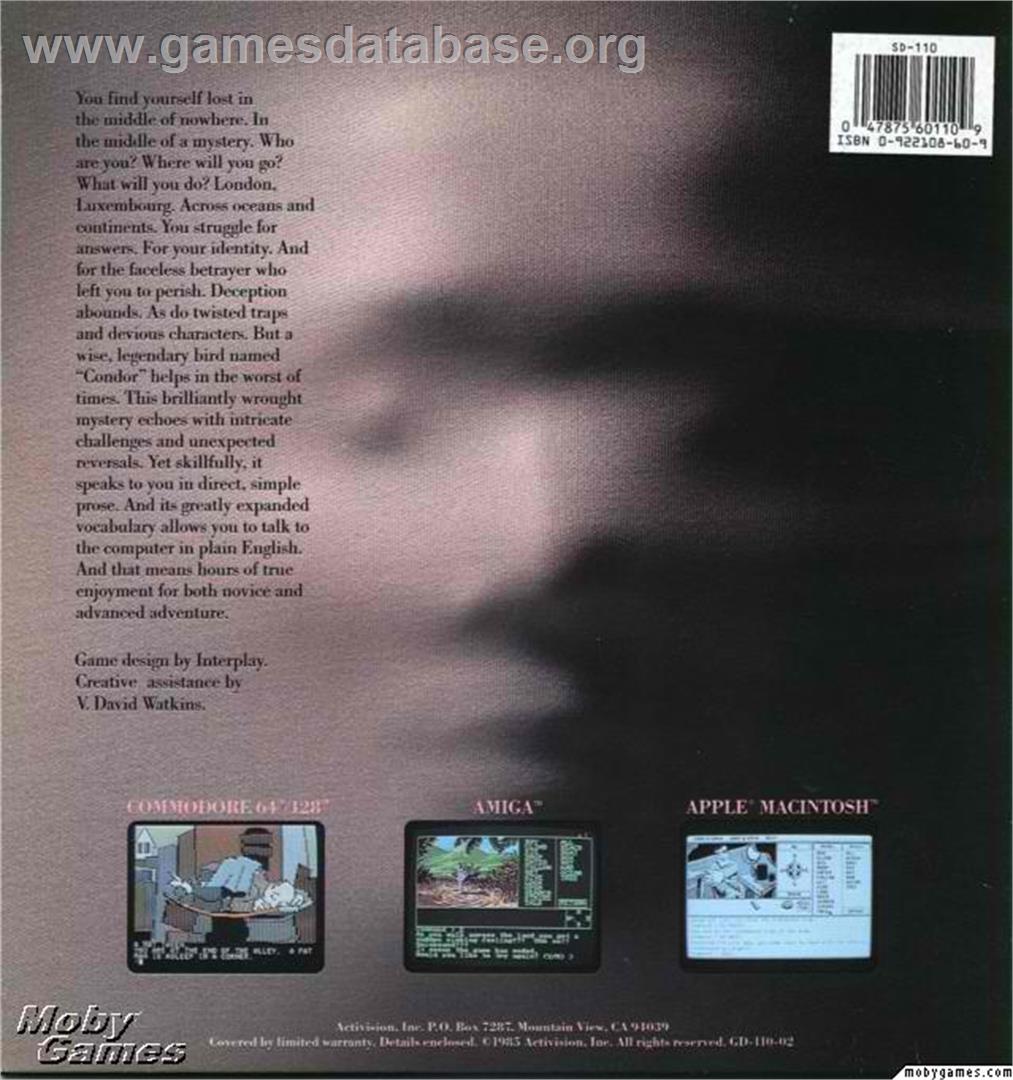 Mindshadow - Microsoft DOS - Artwork - Box Back