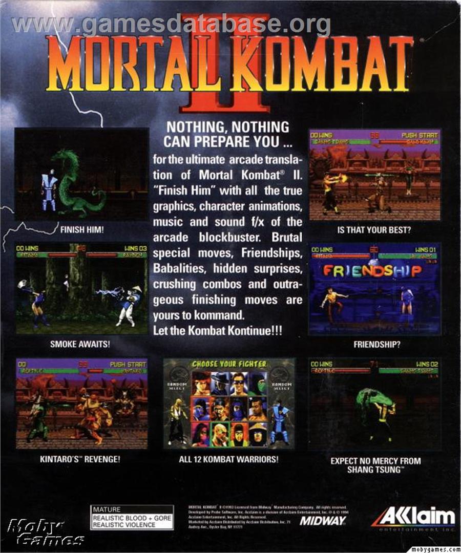 Mortal Kombat II - Microsoft DOS - Artwork - Box Back