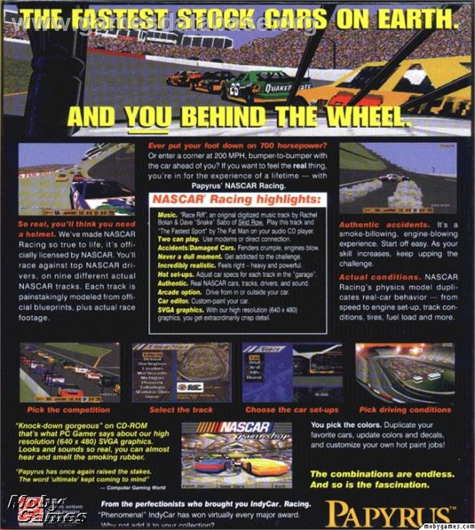 NASCAR Racing - Microsoft DOS - Artwork - Box Back
