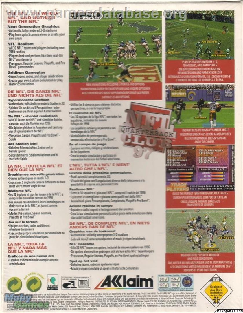 NFL Quarterback Club 97 - Microsoft DOS - Artwork - Box Back