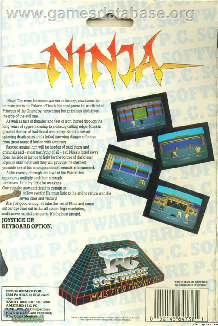 Ninja - Microsoft DOS - Artwork - Box Back