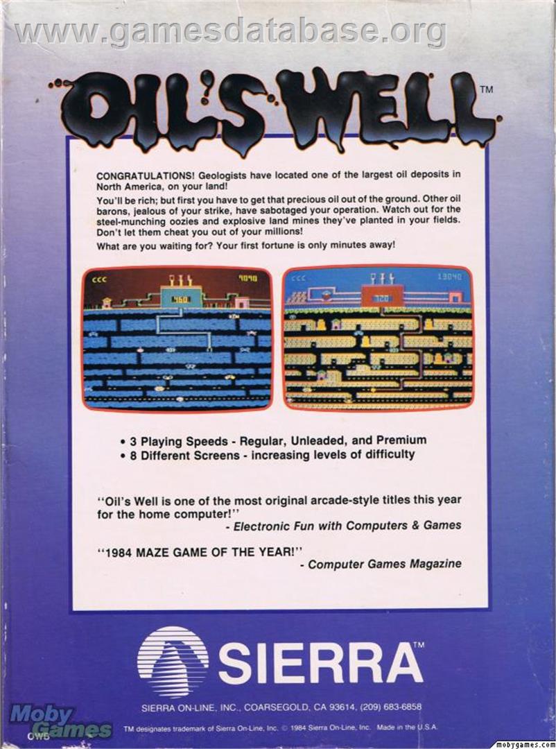 Oil's Well - Microsoft DOS - Artwork - Box Back
